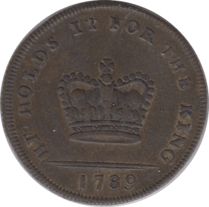 1789 PRINCE REGENT HALFPENNY TOKEN - HALFPENNY TOKEN - Cambridgeshire Coins