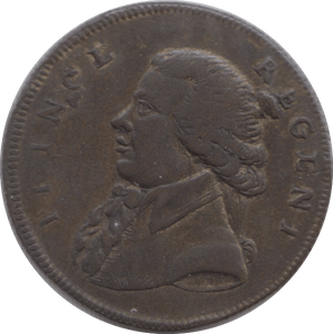 1789 PRINCE REGENT HALFPENNY TOKEN - HALFPENNY TOKEN - Cambridgeshire Coins