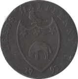 1791 HALFPENNY CONDER TOKEN LEEDS - PENNY TOKEN - Cambridgeshire Coins
