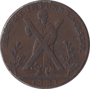 1791 HALFPENNY TOKEN EDINBURGH - HALFPENNY TOKEN - Cambridgeshire Coins