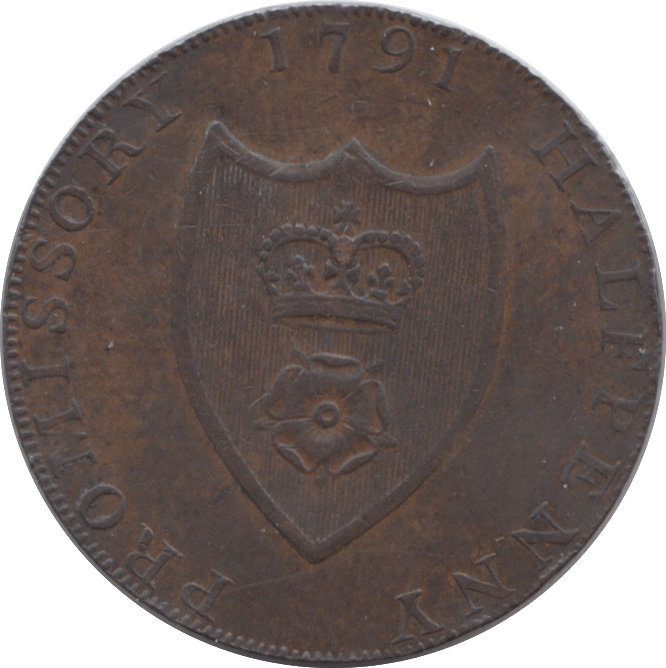 1791 HALFPENNY TOKEN HAMPSHIRE ST BEVOIRS BUST SOUTHAMPTON ARMS TAYLOR MOODY DH89 ( REF 228 ) - Token - Cambridgeshire Coins
