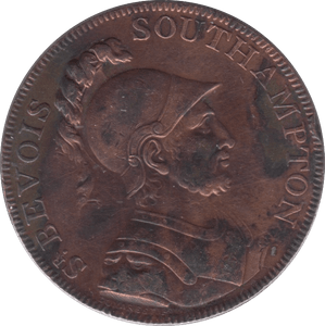 1791 HALFPENNY TOKEN HAMPSHIRE ST BEVOIRS SOUTHAMPTON ARMS REF 387 - HALFPENNY TOKEN - Cambridgeshire Coins