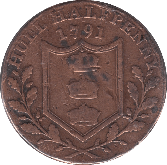 1791 HULL HALFPENNY TOKEN REF 391 - HALFPENNY TOKEN - Cambridgeshire Coins