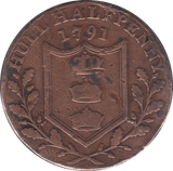 1791 HULL HALFPENNY TOKEN REF 391 - HALFPENNY TOKEN - Cambridgeshire Coins