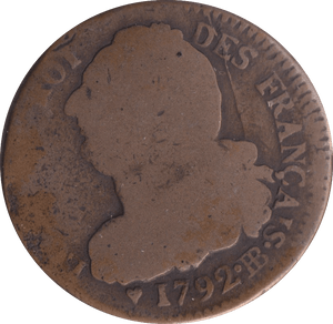 1792 2 SOUS FRANCE - WORLD COINS - Cambridgeshire Coins