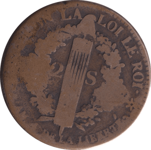 1792 2 SOUS FRANCE - WORLD COINS - Cambridgeshire Coins