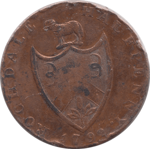 1792 ROCHDALE HALFPENNY TOKEN REF 371 - Token - Cambridgeshire Coins