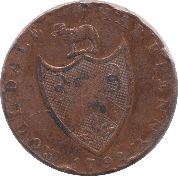 1792 ROCHDALE HALFPENNY TOKEN REF 371 - Token - Cambridgeshire Coins