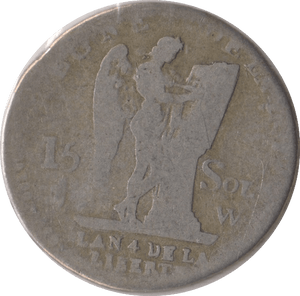 1792 SILVER 15 SOLS FRANCE LOUIS XVI - SILVER WORLD COINS - Cambridgeshire Coins