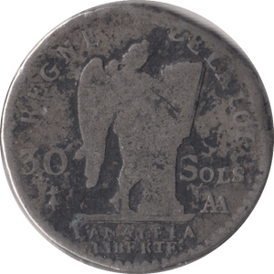 1792 SILVER 30 SOLS FRANCE LOUIS XVI - SILVER WORLD COINS - Cambridgeshire Coins