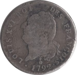 1792 SILVER 30 SOLS FRANCE LOUIS XVI - SILVER WORLD COINS - Cambridgeshire Coins