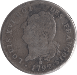 1792 SILVER 30 SOLS FRANCE LOUIS XVI - SILVER WORLD COINS - Cambridgeshire Coins
