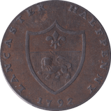1792 HALFPENNY TOKEN LANCASHIRE