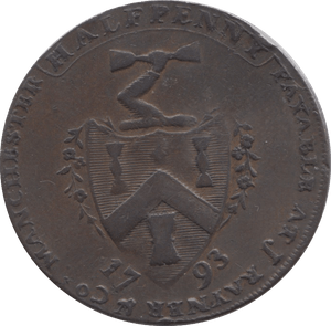 1793 HALFPENNY TOKEN LANCASHIRE DUKE OF YORK BRICKWORKS ARMS DH138 ( S ) ( REF 84 ) - Token - Cambridgeshire Coins