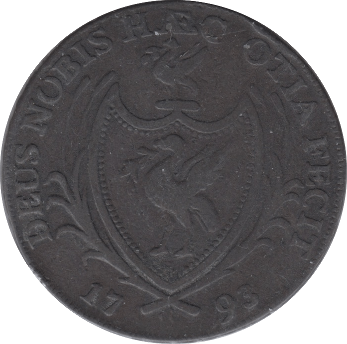 1793 HALFPENNY TOKEN LANCASHIRE SHIPS SAILING LIVERPOOL ARMS - HALFPENNY TOKEN - Cambridgeshire Coins