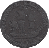 1793 HALFPENNY TOKEN LANCASHIRE SHIPS SAILING LIVERPOOL ARMS - HALFPENNY TOKEN - Cambridgeshire Coins