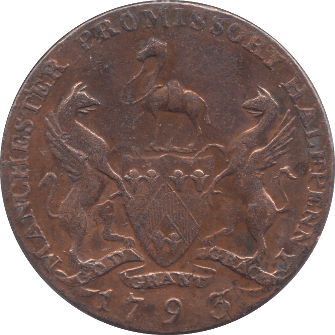 1793 HALFPENNY TOKEN MANCHESTER REF 353 - Token - Cambridgeshire Coins