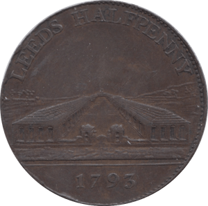 1793 HALFPENNY TOKEN YORKSHIRE BISHOP BLAZE LEEDS WOOL MANUFACTORY DH41 ( VF ) ( REF 183 ) - Token - Cambridgeshire Coins