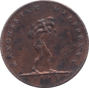 1793 MANCHESTER HALFPENNY TOKEN REF 389 - HALFPENNY TOKEN - Cambridgeshire Coins