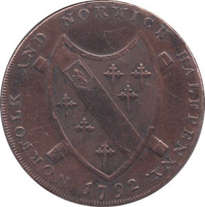 1793 NORWICH HALFPENNY TOKEN REF 390 - HALFPENNY TOKEN - Cambridgeshire Coins
