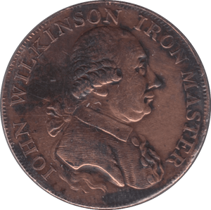 1793 WILKINSON IRONWORKS HALFPENNY TOKEN REF 397 - HALFPENNY TOKEN - Cambridgeshire Coins