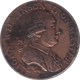 1793 WILKINSON IRONWORKS HALFPENNY TOKEN REF 397 - HALFPENNY TOKEN - Cambridgeshire Coins