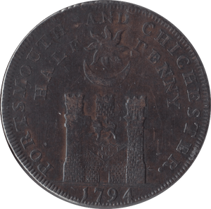 1794 HALFPENNY TOKEN PORTSMOUTH & CHICHESTER - HALFPENNY TOKEN - Cambridgeshire Coins