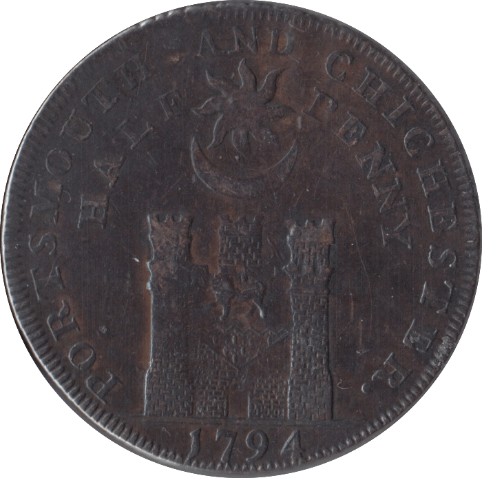 1794 HALFPENNY TOKEN PORTSMOUTH & CHICHESTER - HALFPENNY TOKEN - Cambridgeshire Coins