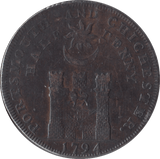 1794 HALFPENNY TOKEN PORTSMOUTH & CHICHESTER - HALFPENNY TOKEN - Cambridgeshire Coins