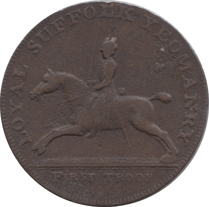 1794 HALFPENNY TOKEN SUFFOLK BLYTHING GARTER AND CASTLE MOUNTED YEOMAN GOD SAVE THE KING DH19 ( REF 134 ) - Token - Cambridgeshire Coins