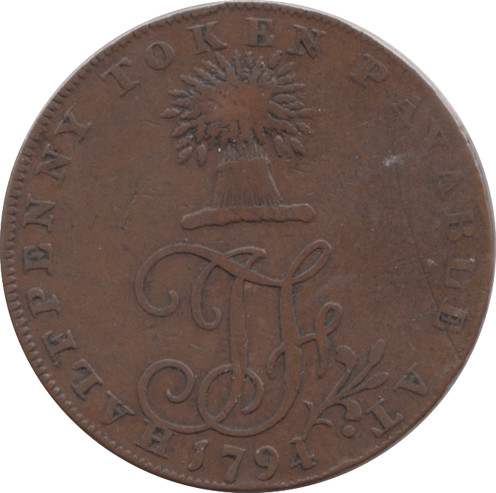 1794 HALFPENNY TOKEN SUSSEX ARMS OF NORTHIAM JOHN FOLLERS DH34 ( REF 143 ) - Token - Cambridgeshire Coins