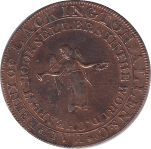 1794 LACKLINGTON BOOK SHOP HALF PENNY TOKEN - PENNY TOKEN - Cambridgeshire Coins