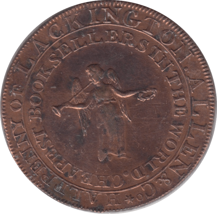 1794 LACKLINGTON BOOK SHOP HALF PENNY TOKEN - PENNY TOKEN - Cambridgeshire Coins