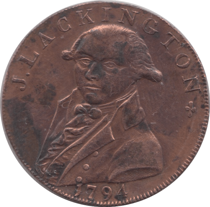 1794 LACKLINGTON BOOK SHOP HALF PENNY TOKEN - PENNY TOKEN - Cambridgeshire Coins