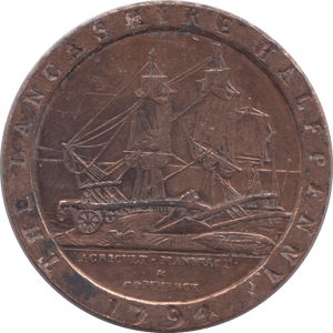 1794 LANCASTER HALFPENNY TOKEN REF 377 - Token - Cambridgeshire Coins