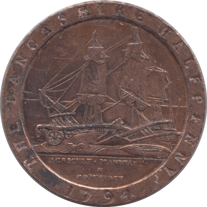 1794 LANCASTER HALFPENNY TOKEN REF 377 - Token - Cambridgeshire Coins