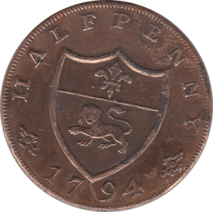 1794 LANCASTER HALFPENNY TOKEN REF 382 - Token - Cambridgeshire Coins