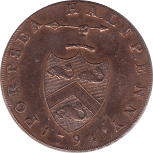 1794 PORTSEA HALFPENNY TOKEN REF 383 - Token - Cambridgeshire Coins