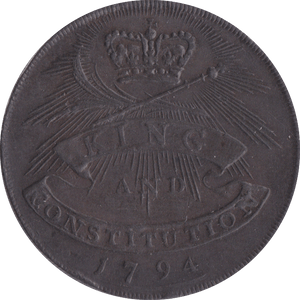 1794 HALFPENNY TOKEN COLCHESTER