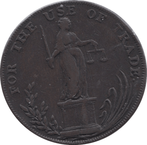 1795 HALFPENNY TOKEN SUFFOLK BUNGAY SCROLL JUSTICE DH21 ( REF 136 ) - Token - Cambridgeshire Coins