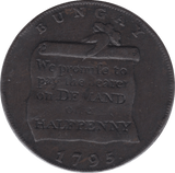 1795 HALFPENNY TOKEN SUFFOLK BUNGAY SCROLL JUSTICE DH21 ( REF 136 ) - Token - Cambridgeshire Coins