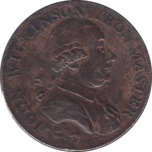 1795 JOHN WILKINSON IRONWORKS HALFPENNY TOKEN - HALFPENNY TOKEN - Cambridgeshire Coins