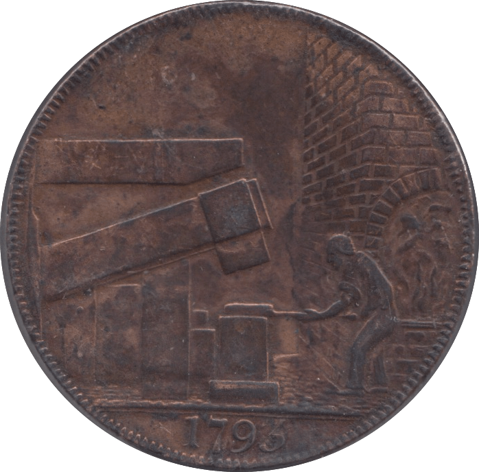 1795 JOHN WILKINSON IRONWORKS HALFPENNY TOKEN - HALFPENNY TOKEN - Cambridgeshire Coins