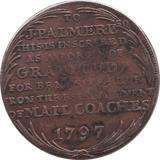 1797 HALFPENNY MAIL COACH TOKEN REF 392 - HALFPENNY TOKEN - Cambridgeshire Coins