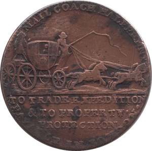1797 HALFPENNY MAIL COACH TOKEN REF 392 - HALFPENNY TOKEN - Cambridgeshire Coins