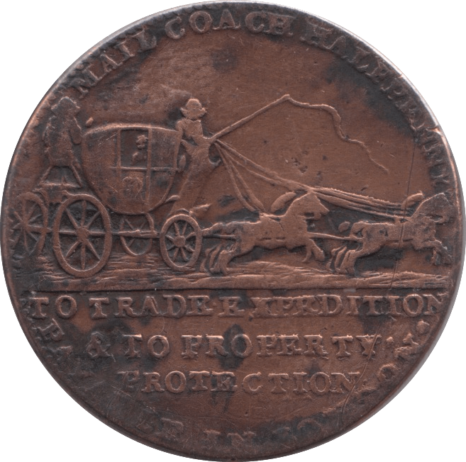 1797 HALFPENNY MAIL COACH TOKEN REF 392 - HALFPENNY TOKEN - Cambridgeshire Coins