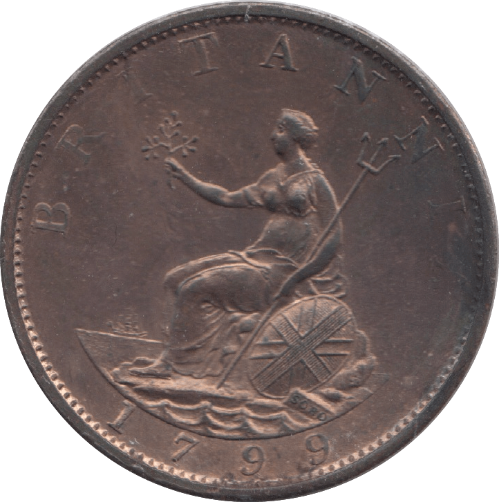 1799 HALFPENNY ( AUNC ) 8 - HALFPENNY - Cambridgeshire Coins