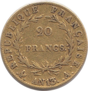 1804 AN13 GOLD 20 FRANC FRANCE A NAPOLEON SCARCE - Gold World Coins - Cambridgeshire Coins
