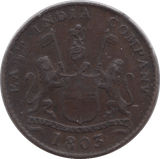 1805 5 CASH EAST INDIA COMPANY - WORLD COINS - Cambridgeshire Coins