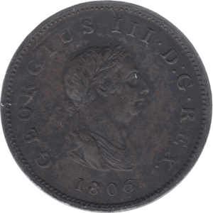 1806 HALFPENNY 3 ( GVF ) - Halfpenny - Cambridgeshire Coins